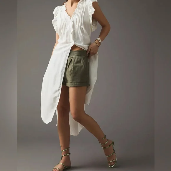 ByAnthropologie White Long Ruffled Tunic - Picture 1 of 16